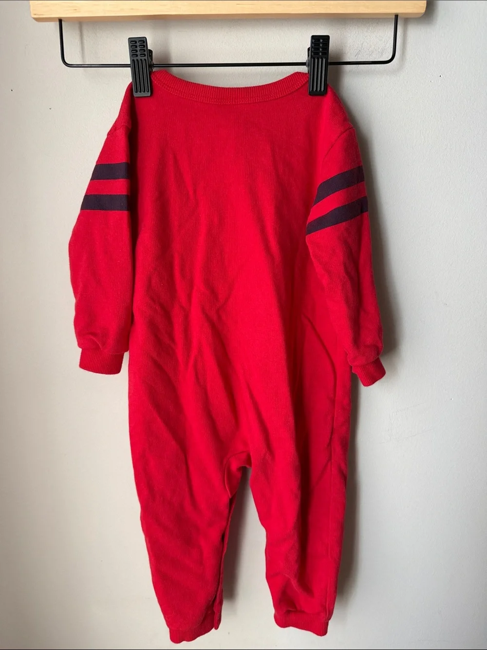 Carter’s Baby Boys Red “More Hugs” Terry Cloth Romper Jumpsuit 12M Snap Bottom